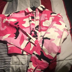 Pink Camouflaged Crop Jacket
